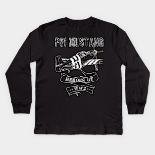 P-51 Mustang WWII Fighter Airplane - Original Design Kids Long Sleeve T-Shirt